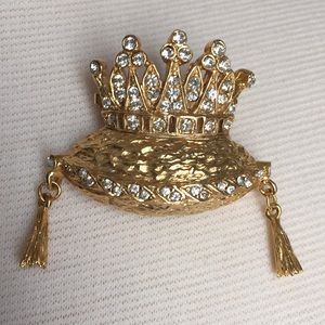 Crown on Pillow with Tassel Brooch or Pendant